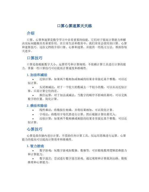 口算心算速算天天练
