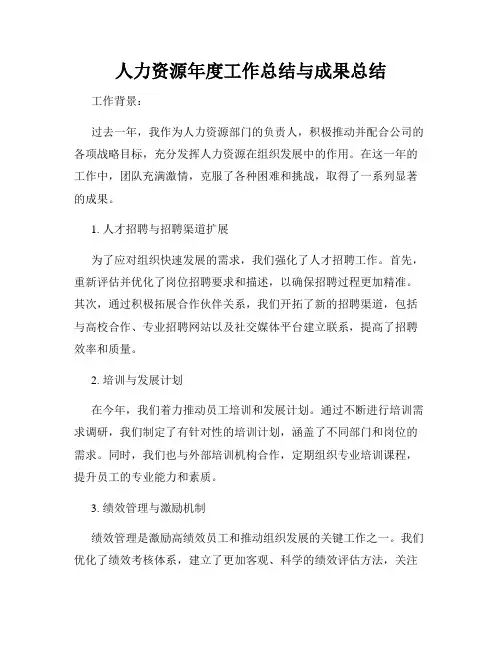 人力资源年度工作总结与成果总结