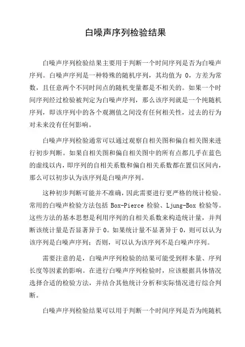 白噪声序列检验结果