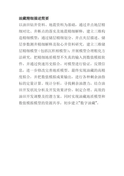 油藏精细描述简要