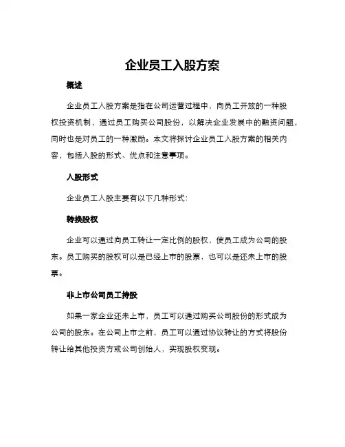 企业员工入股方案