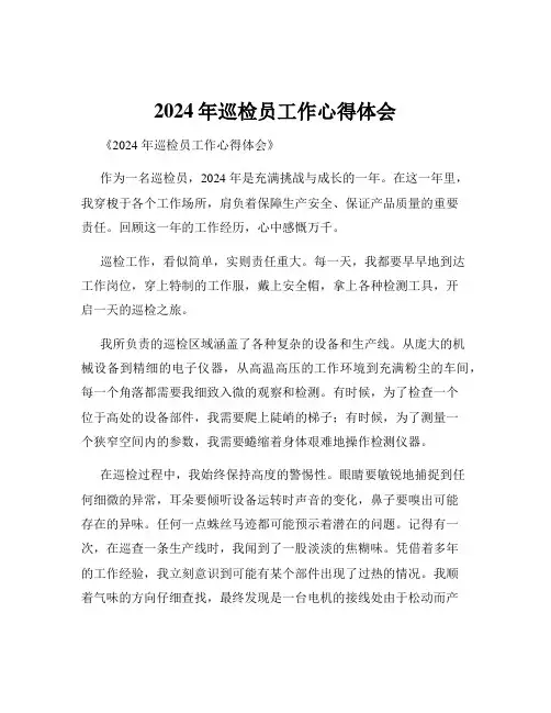 2024年巡检员工作心得体会