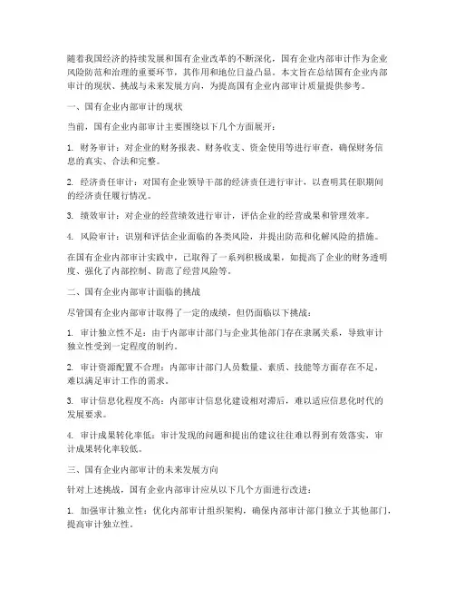 国企审计论文总结范文