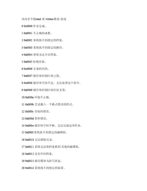 应用程序错误代码
