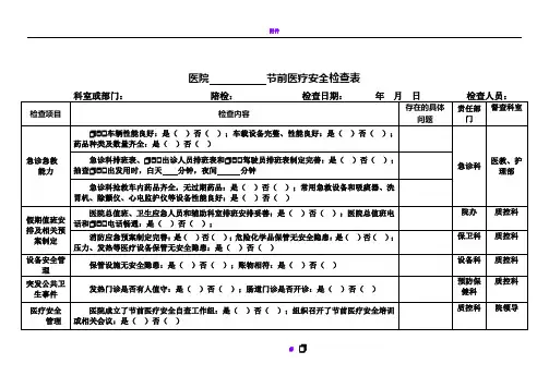 医疗安全检查表