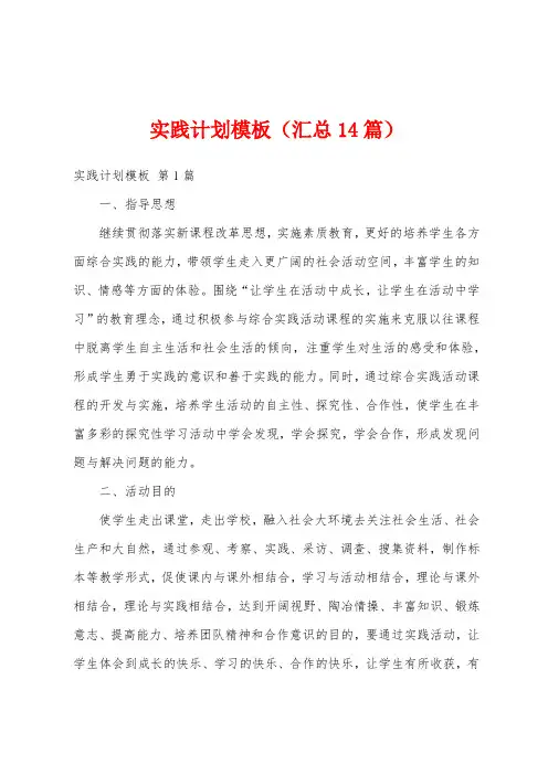 实践计划模板(汇总14篇)