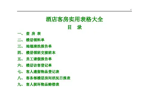 酒店客房实用表格全套汇编