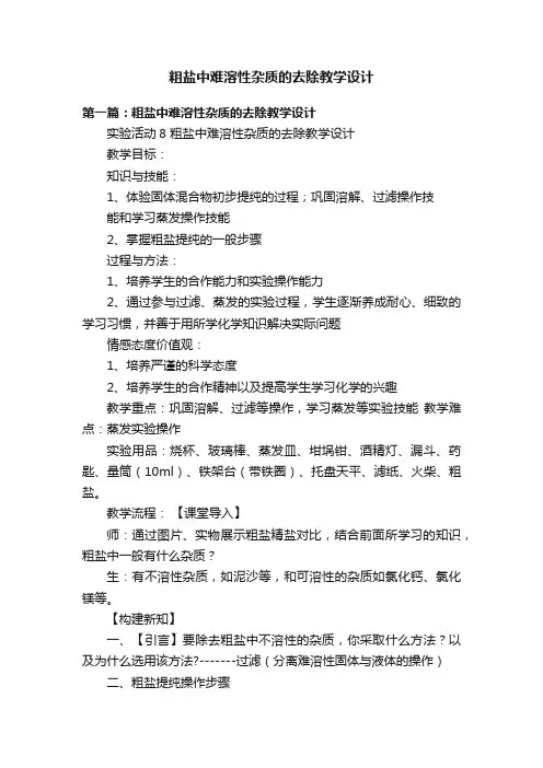 粗盐中难溶性杂质的去除教学设计