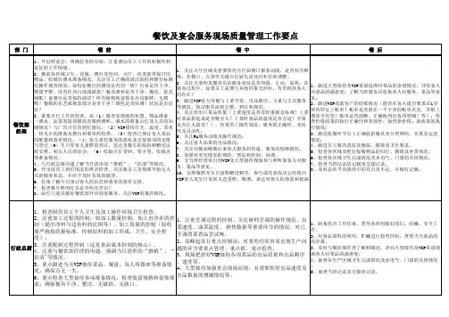 餐饮及宴会服务现场质量管理工作要点