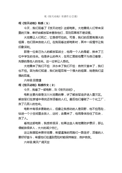 观《惊天动地》有感作文（2篇）_小学六年级读后感_