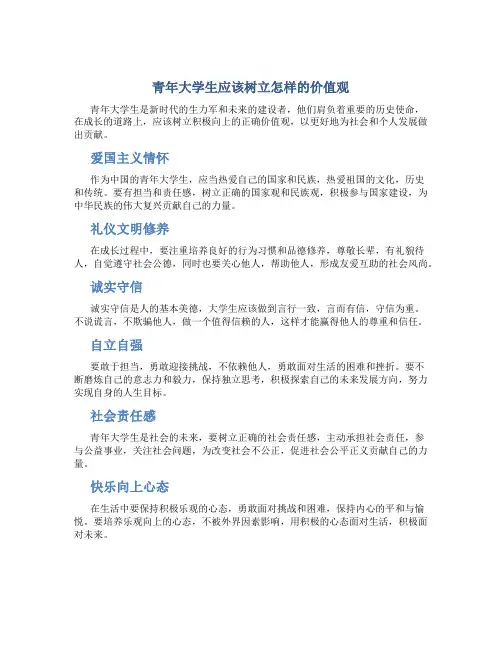 青年大学生应该树立怎样的价值观