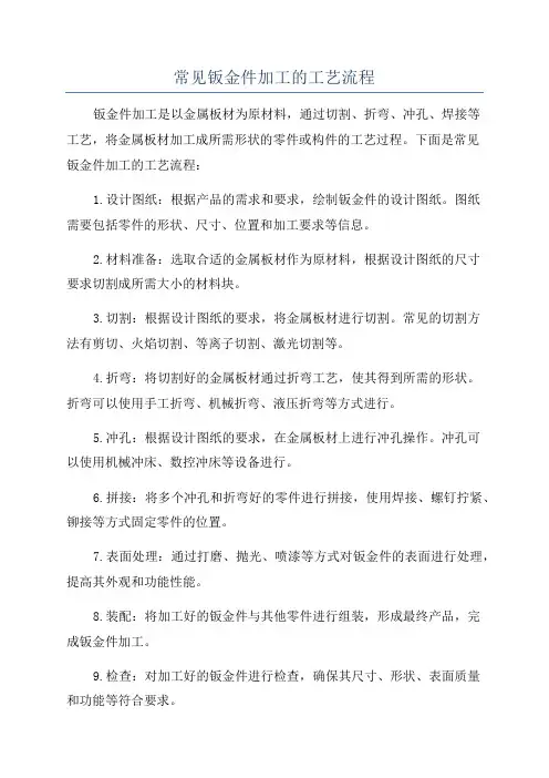 常见钣金件加工的工艺流程