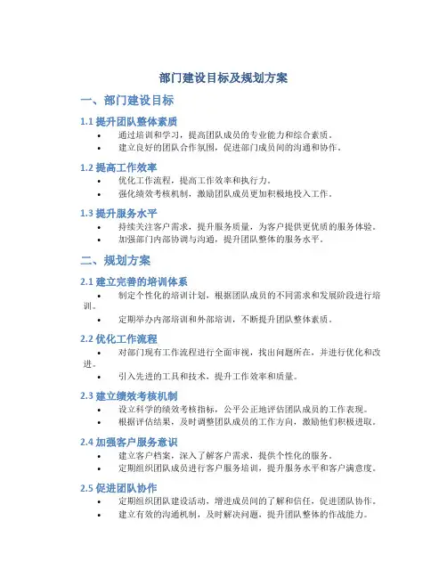 部门建设目标及规划方案