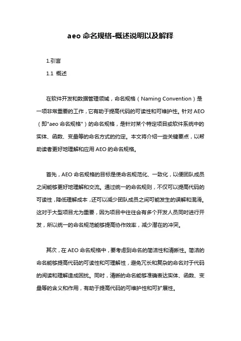 aeo命名规格-概述说明以及解释