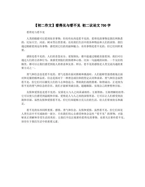 【初二作文】看得见与看不见 初二议论文700字