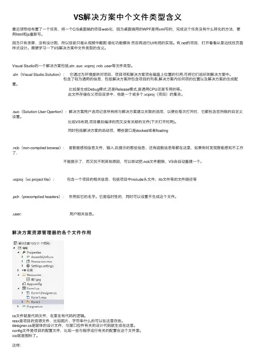 VS解决方案中个文件类型含义