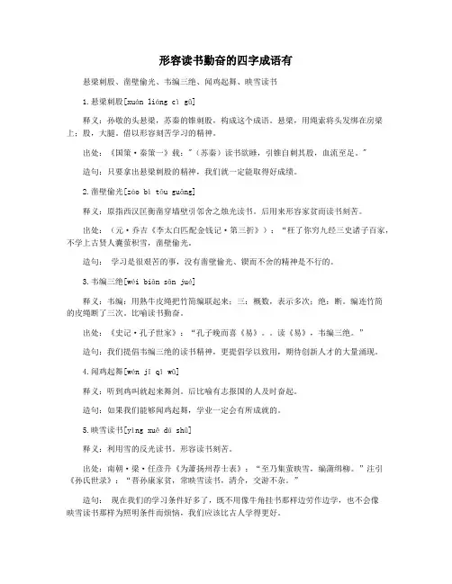 形容读书勤奋的四字成语有