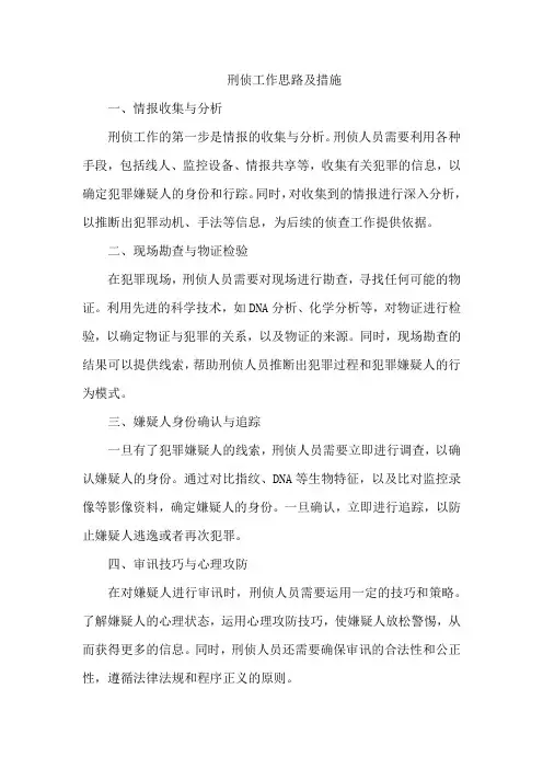 刑侦工作思路及措施