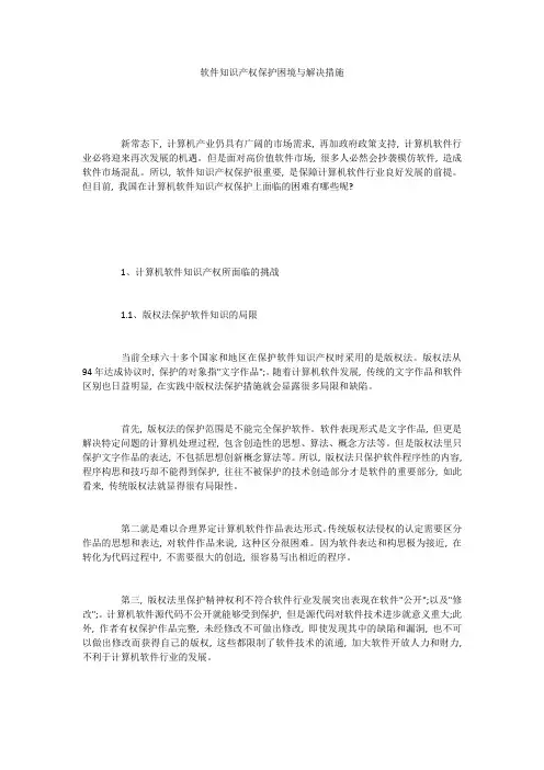 软件知识产权保护困境与解决措施