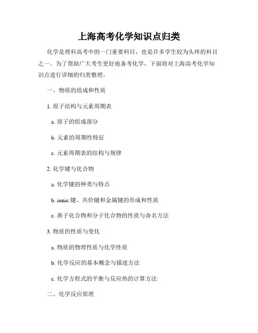 上海高考化学知识点归类