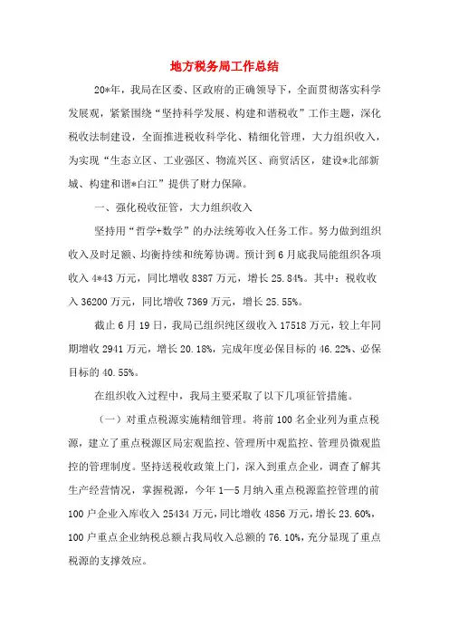 2019年地方税务局工作总结