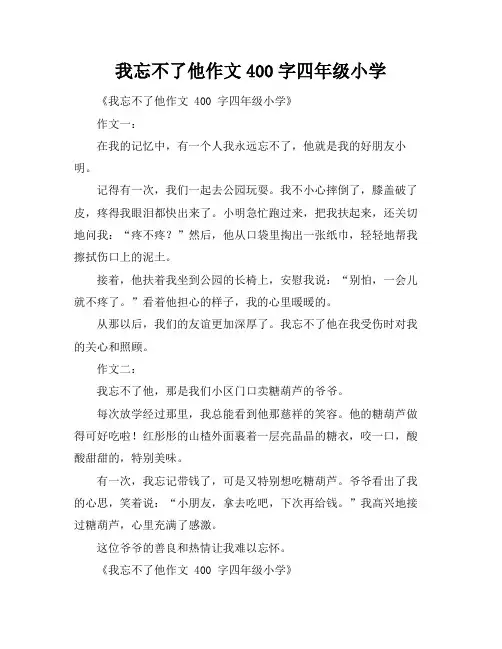 我忘不了他作文400字四年级小学