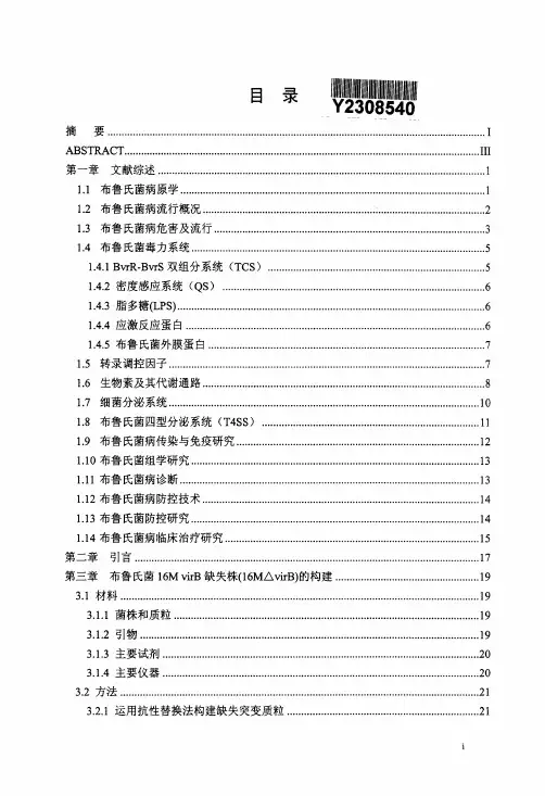 布鲁氏菌virb及gntr在胞内生存中的的研究