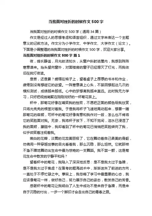 当我面对挫折的时候作文500字