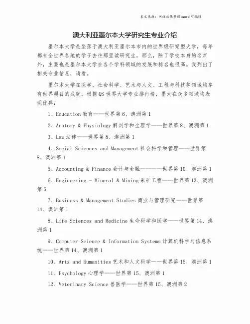 澳大利亚墨尔本大学研究生专业介绍.doc