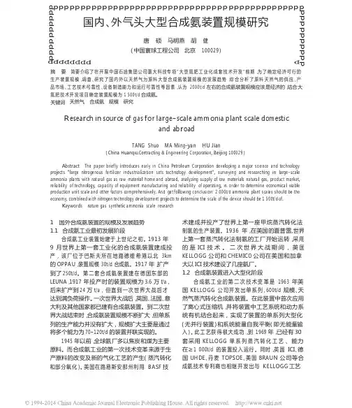 国内_外气头大型合成氨装置规模研究