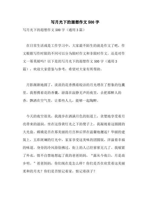 写月光下的遐想作文500字