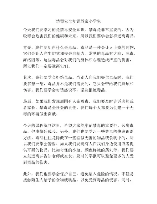 禁毒安全知识教案小学生