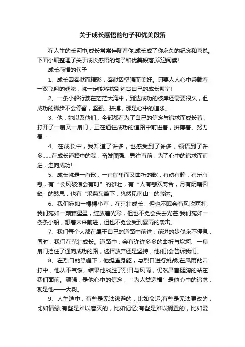 关于成长感悟的句子和优美段落