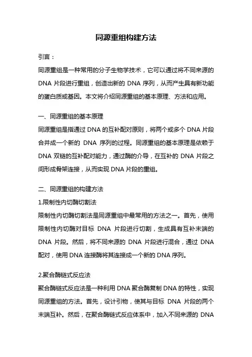 同源重组构建方法