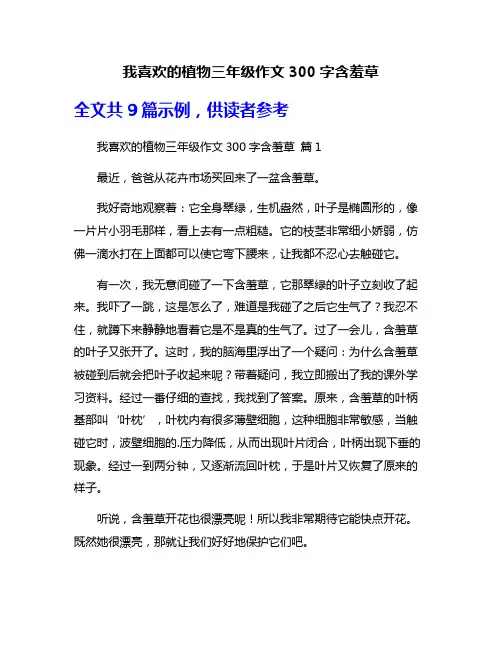 我喜欢的植物三年级作文300字含羞草