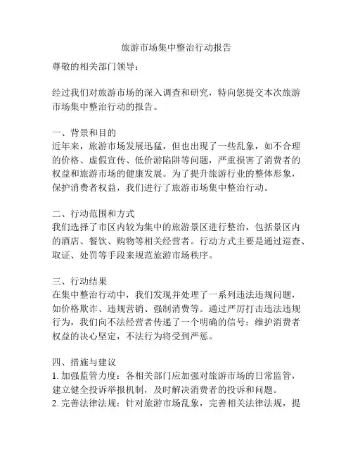 旅游市场集中整治行动报告