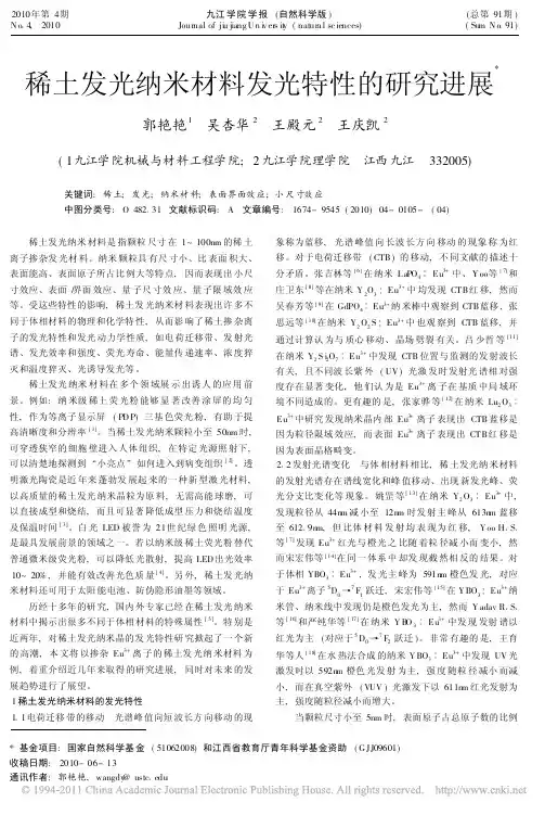 稀土发光纳米材料发光特性的研究进展