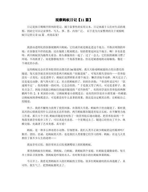 观察蚂蚁日记【11篇】