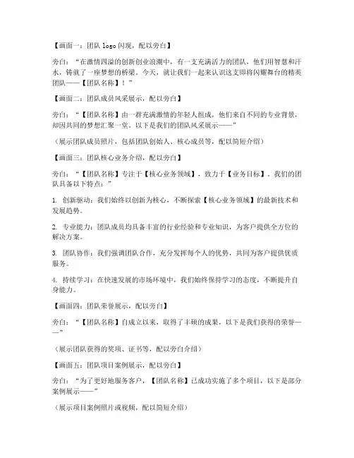 参赛团队介绍短视频文案