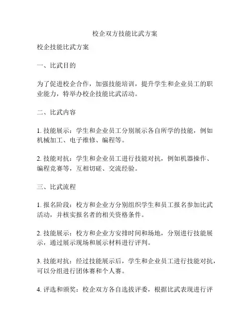 校企双方技能比武方案