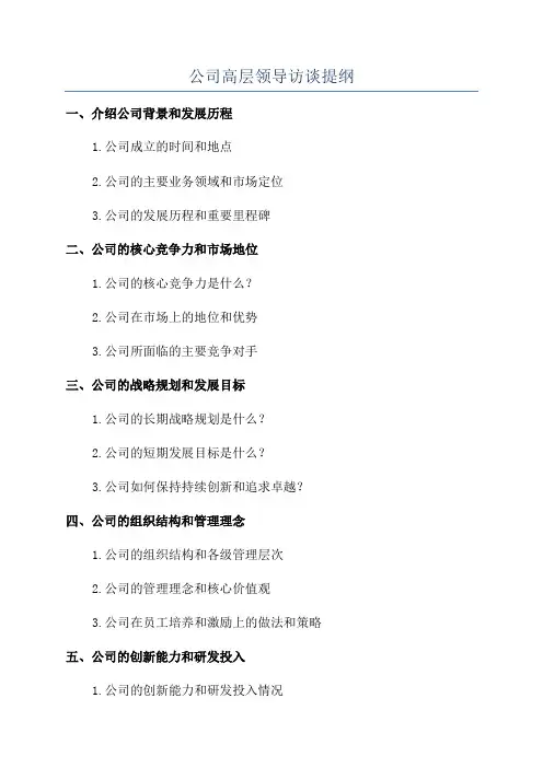 公司高层领导访谈提纲