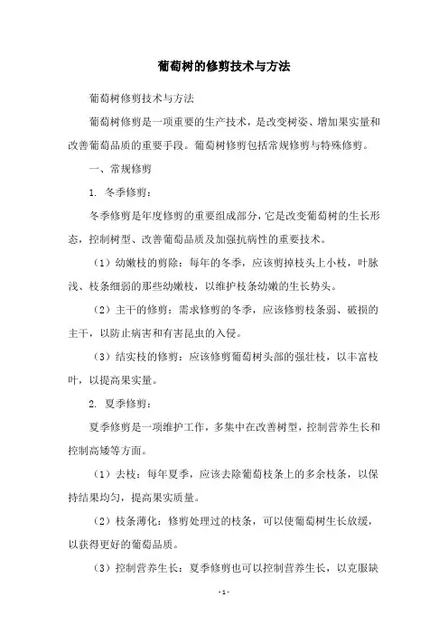 葡萄树的修剪技术与方法