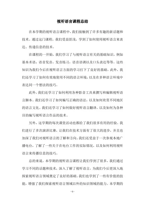 视听语言课程总结