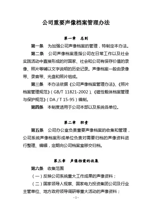 公司重要声像档案管理办法