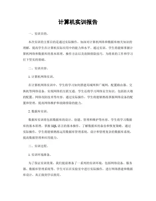 计算机实训报告