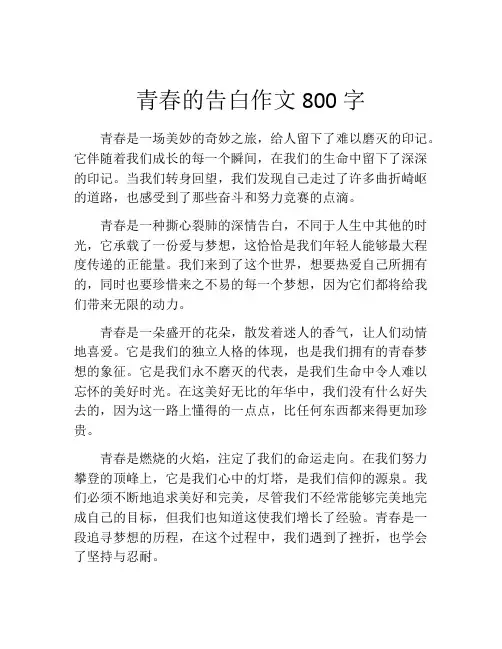 青春的告白作文800字 (2)