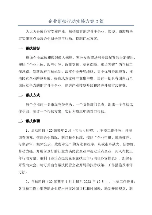 企业帮扶行动实施方案2篇
