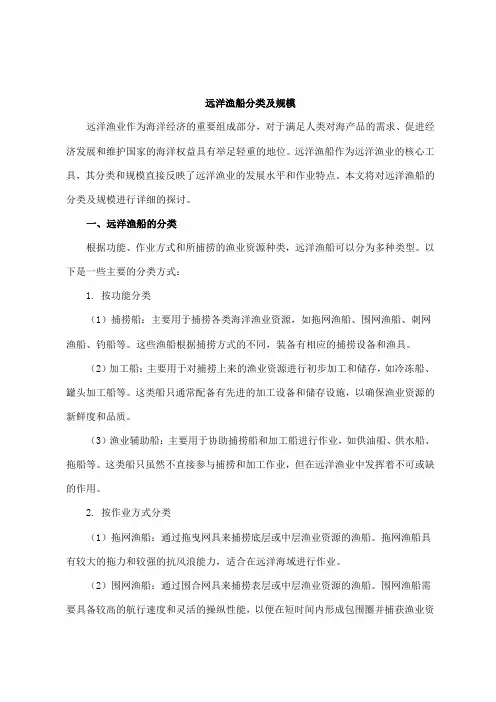 远洋渔船分类及规模