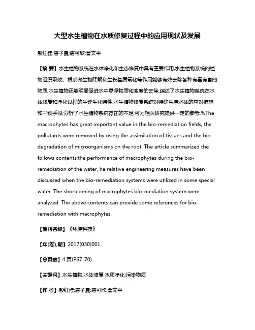 大型水生植物在水质修复过程中的应用现状及发展
