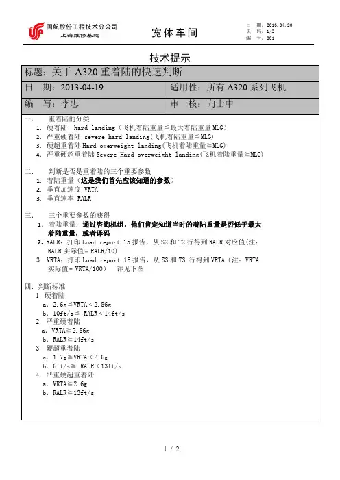 关于A320重着陆的快速判断